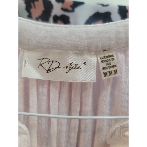 RD Style Button Down Dress Women Medium White Cotton Lightweight Casual - Picture 13 of 15